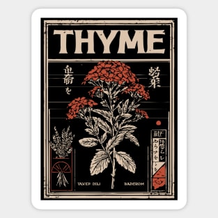 Thyme Plant Botanical Poster with Vintage Herbal Aesthetic Sticker